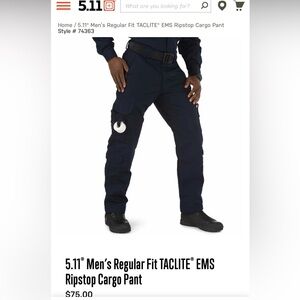 5.11 Tactical Men's Dark Blue Taclite EMS Cargo Pants